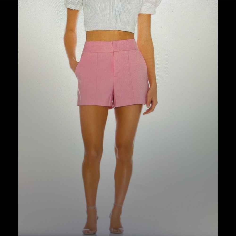 Alice +Olivia Dylan High-Waist Pintuck Shorts Pink 0